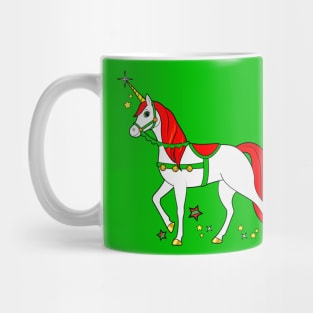 Christmas Unicorn with Decorated Bridle and Saddle Mug